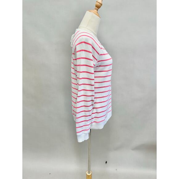 Tommy Hilfiger white & pink stripe lace up sweater Size Small Coastal Preppy y2k - Picture 11 of 14